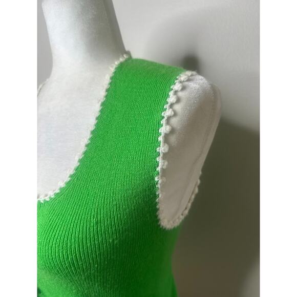 Vintage Lerner Shops Knit Sweater Button Vest Feminine Cottage Green Size Medium - Picture 3 of 10